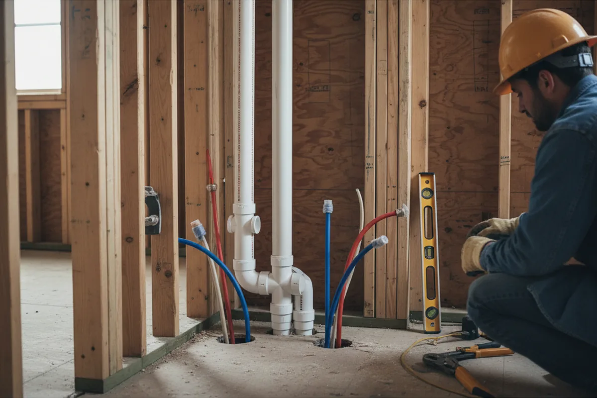 Drain and supply rough-in during Toilet Repair and Installation in Levittown